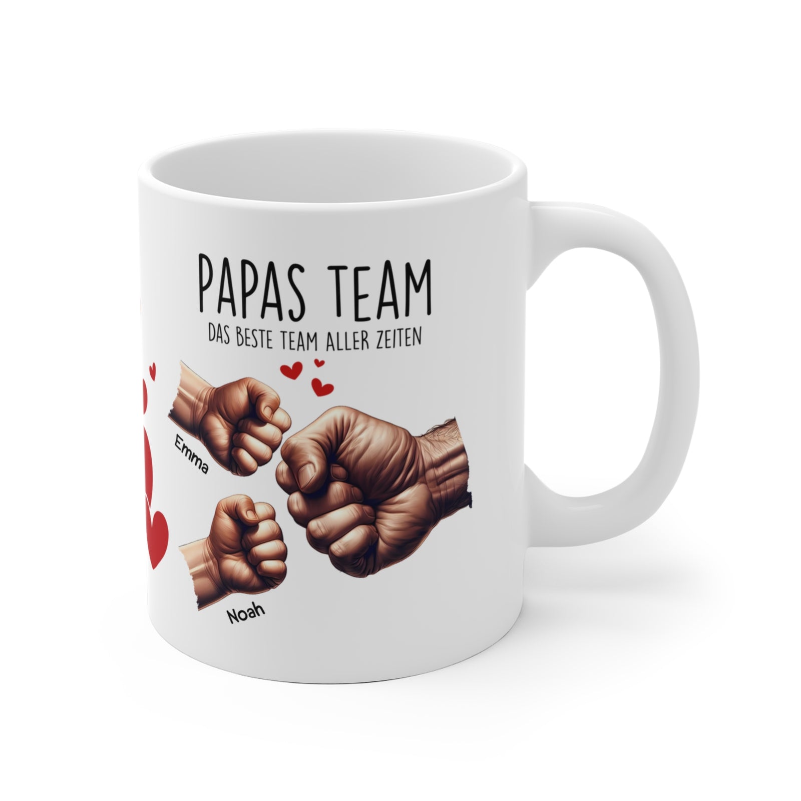 Personalisierte Tasse – Papas Team Faustgruß – Foto 2