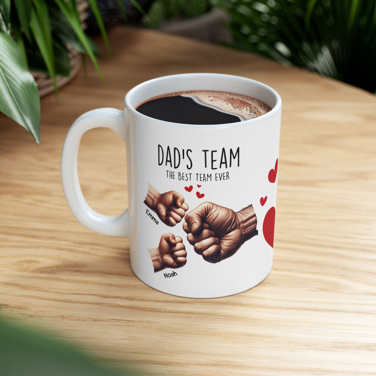 Papa-Tasse – Papas Team-Tasse – Personalisiertes Vatertagsgeschenk – Bis zu 6 Kinder  – Foto 4