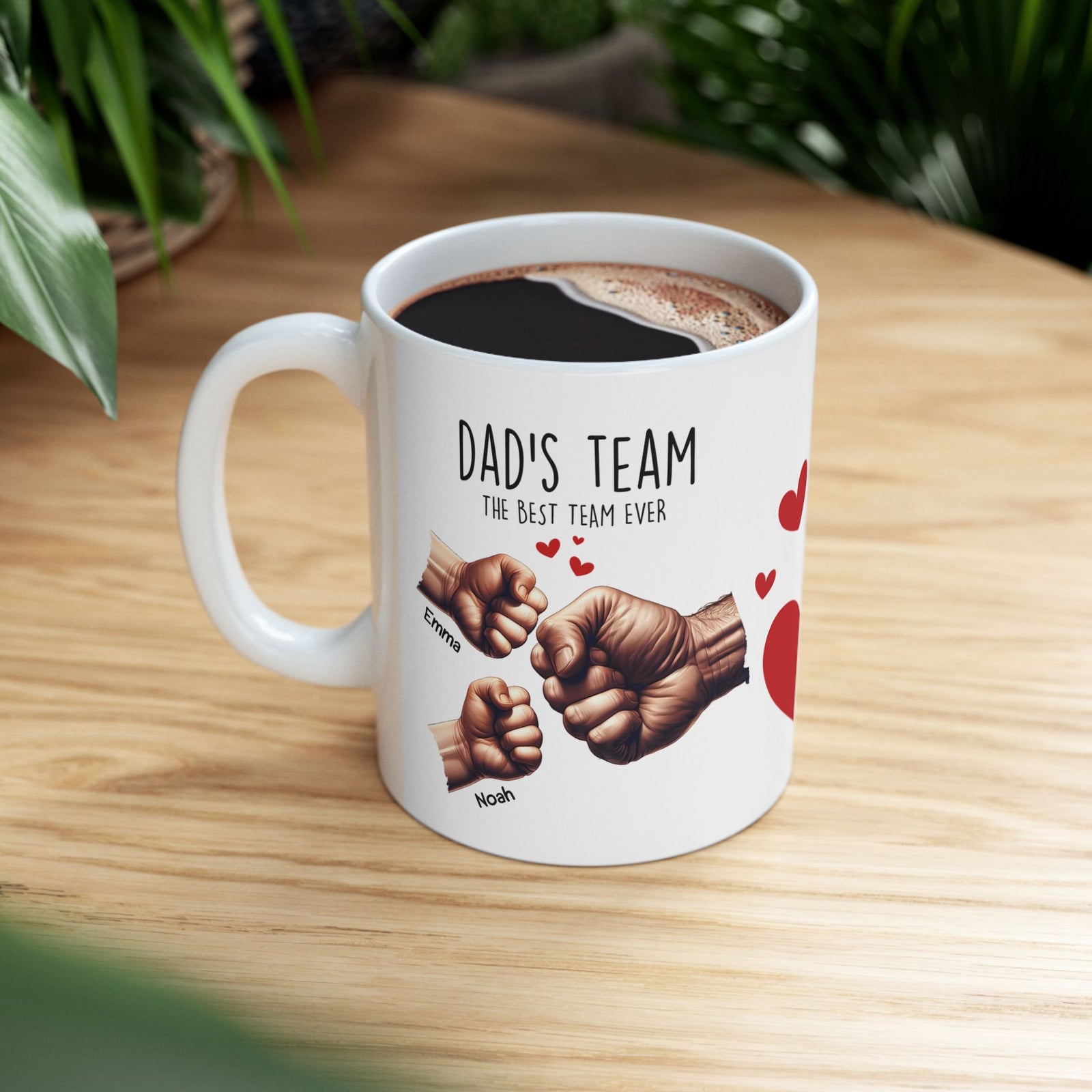 Papa-Tasse – Papas Team-Tasse – Personalisiertes Vatertagsgeschenk – Bis zu 6 Kinder  – Foto 4