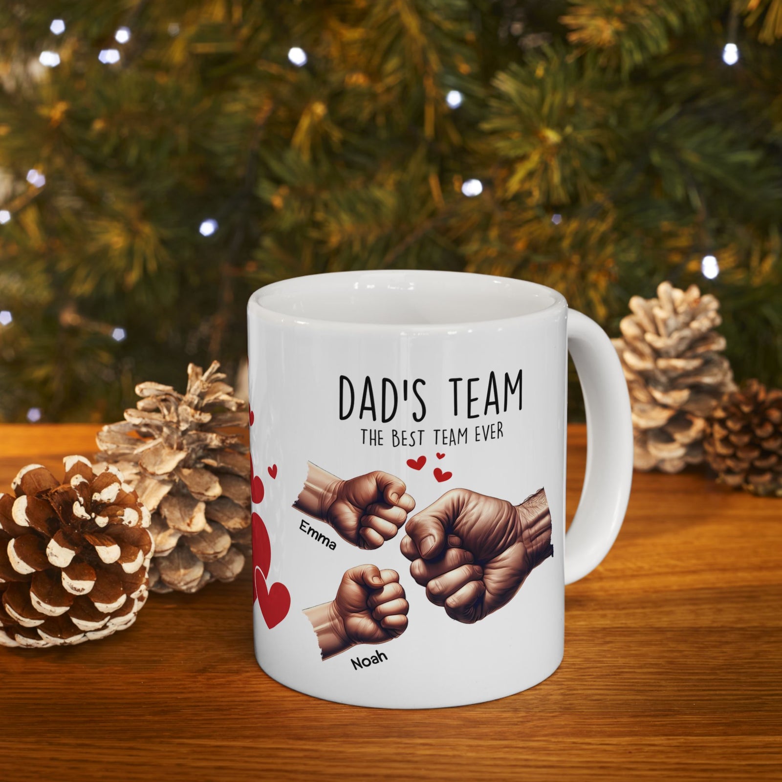 Papa-Tasse – Papas Team-Tasse – Personalisiertes Vatertagsgeschenk – Bis zu 6 Kinder  – Foto 6