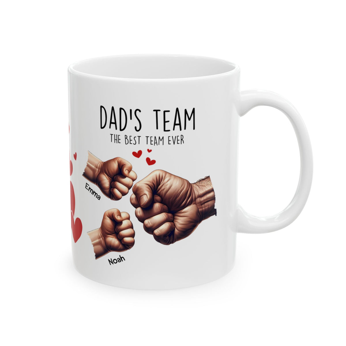 Papa-Tasse – Papas Team-Tasse – Personalisiertes Vatertagsgeschenk – Bis zu 6 Kinder  – Foto 2