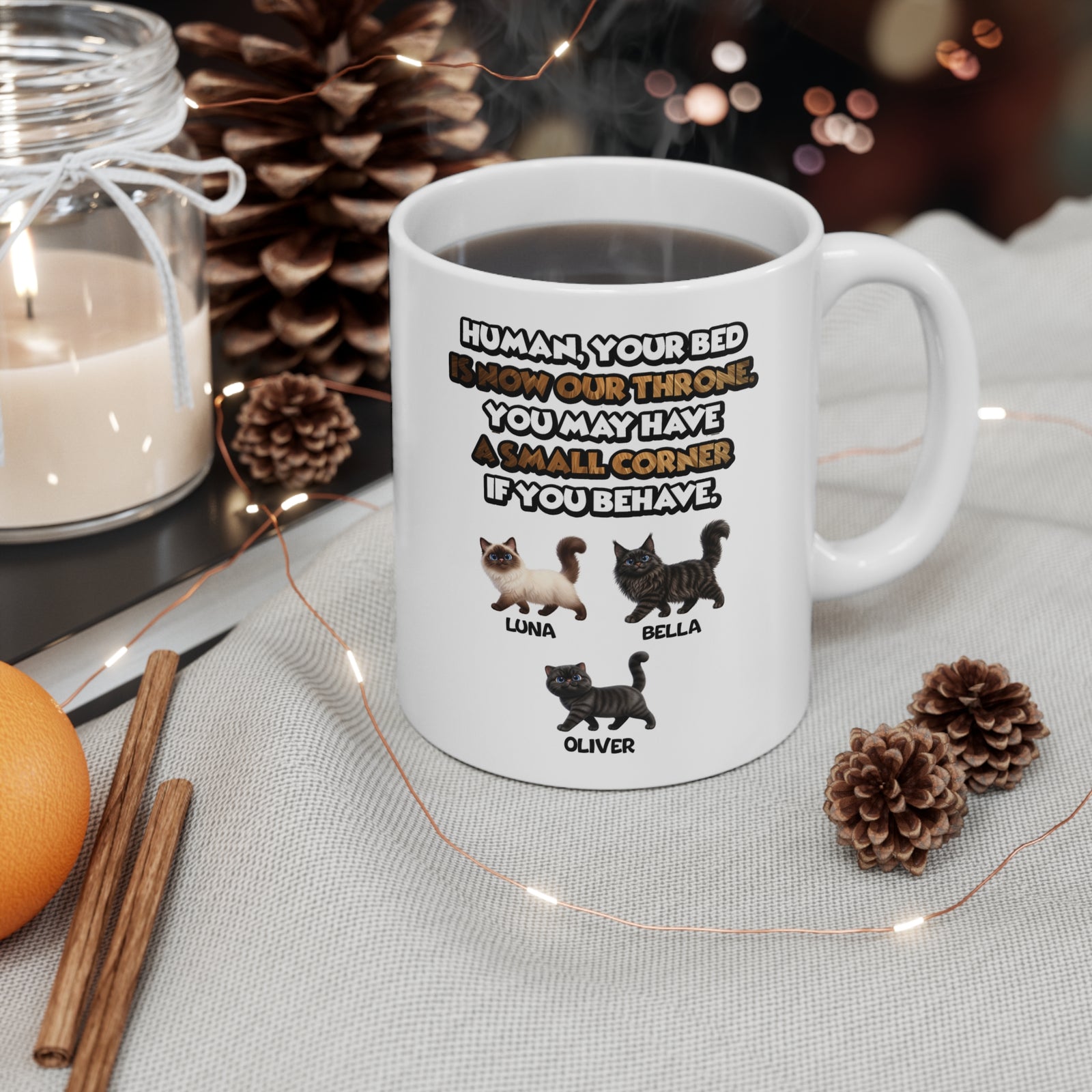 Personalised Cat Mug – Funny Bed Throne Quote – photo 4