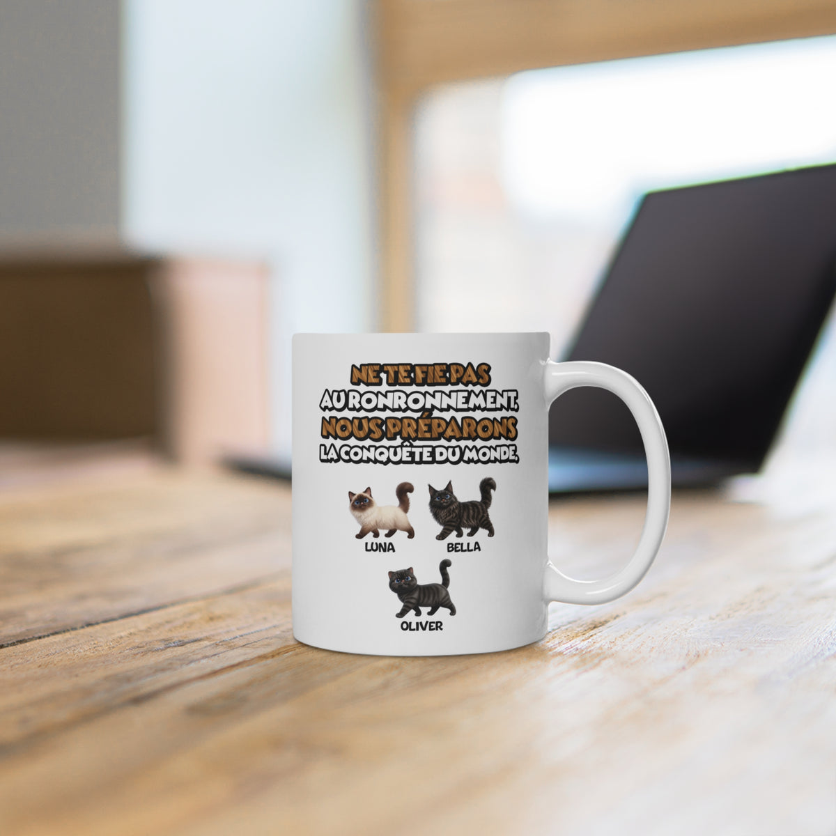 Tasse chat personnalisée – Conquête du monde – photo 3