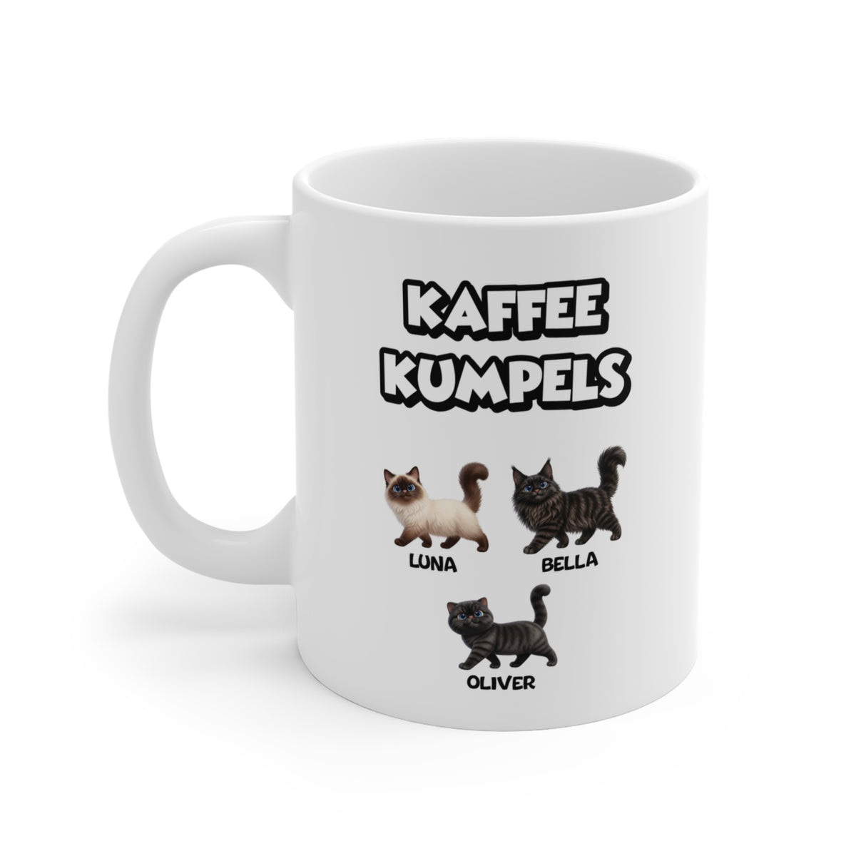 Personalisierte Katzen Tasse – Kaffee Kumpels
