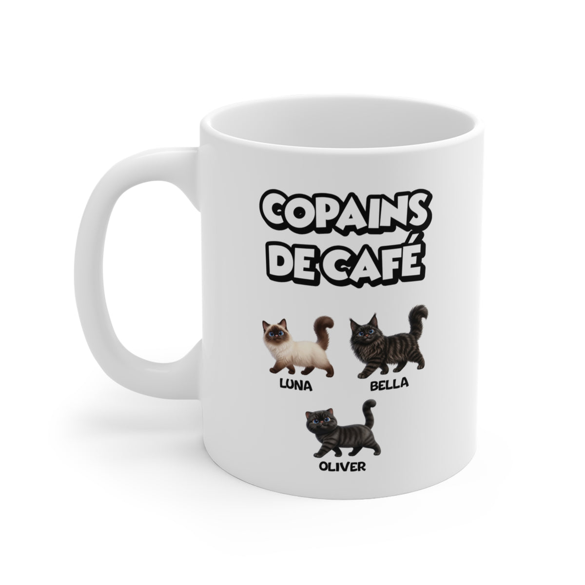 Tasse chat personnalisée – Copains de café