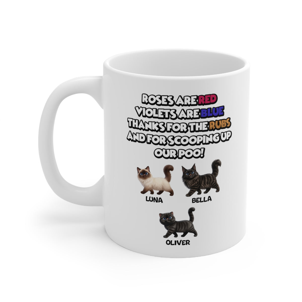 Personalised Cat Mug – Roses Are Red Poem
