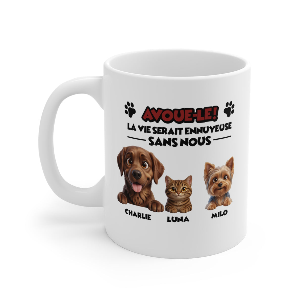 Tasse chien et chat personnalisée – Avoue-le !
