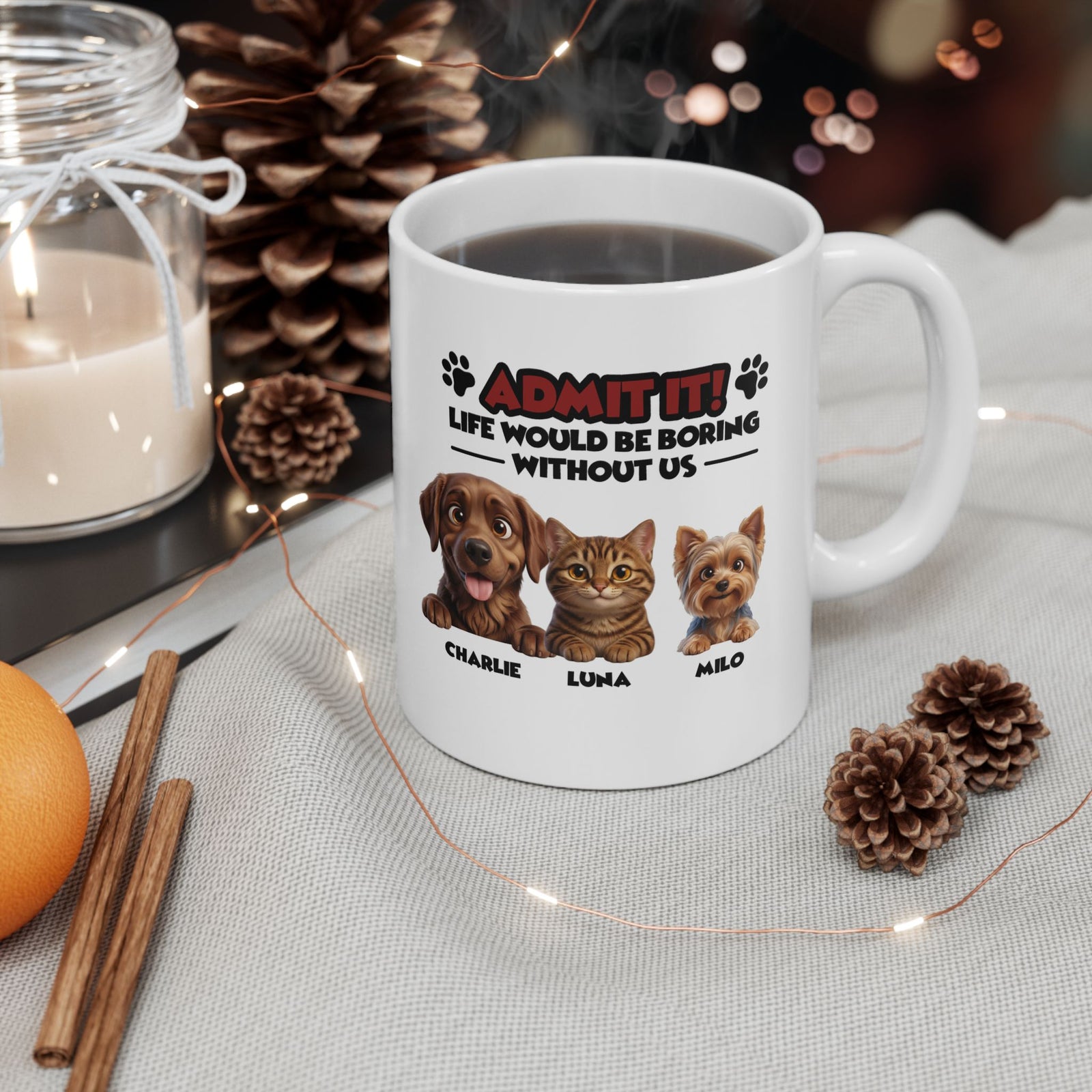 Personalisierte Haustiertasse - Bis zu 6 Haustiere - Geschenk für Haustierbesitzer  – Foto 5
