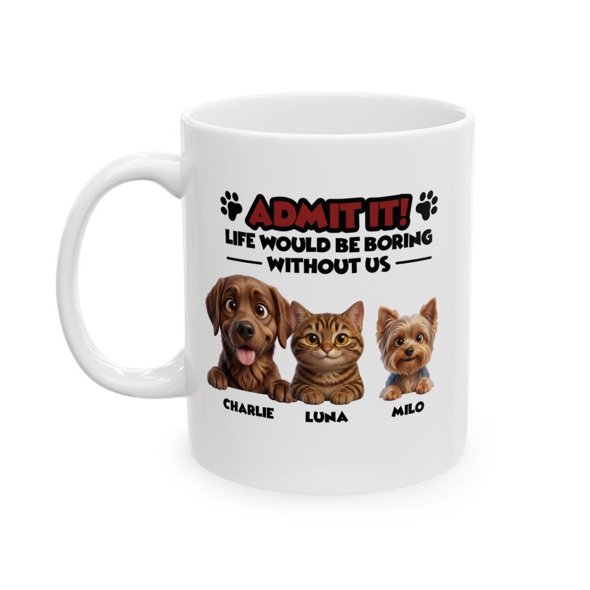 Personalisierte Haustiertasse - Bis zu 6 Haustiere - Geschenk für Haustierbesitzer 
