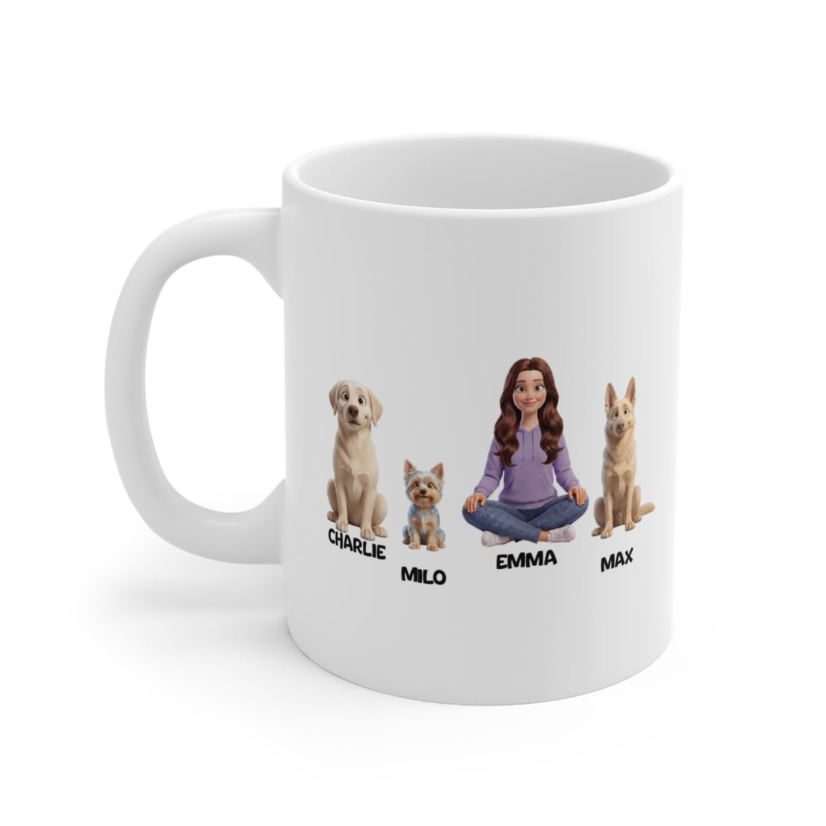 Tasse personnalisée – Maman et ses chiens