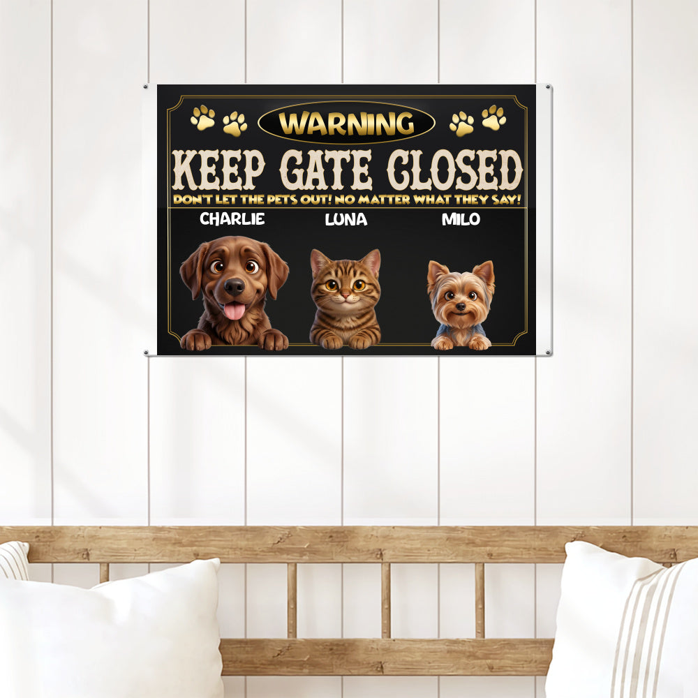 Personalized Dog Metal Sign – Warning Keep Gate Closed – photo 6
