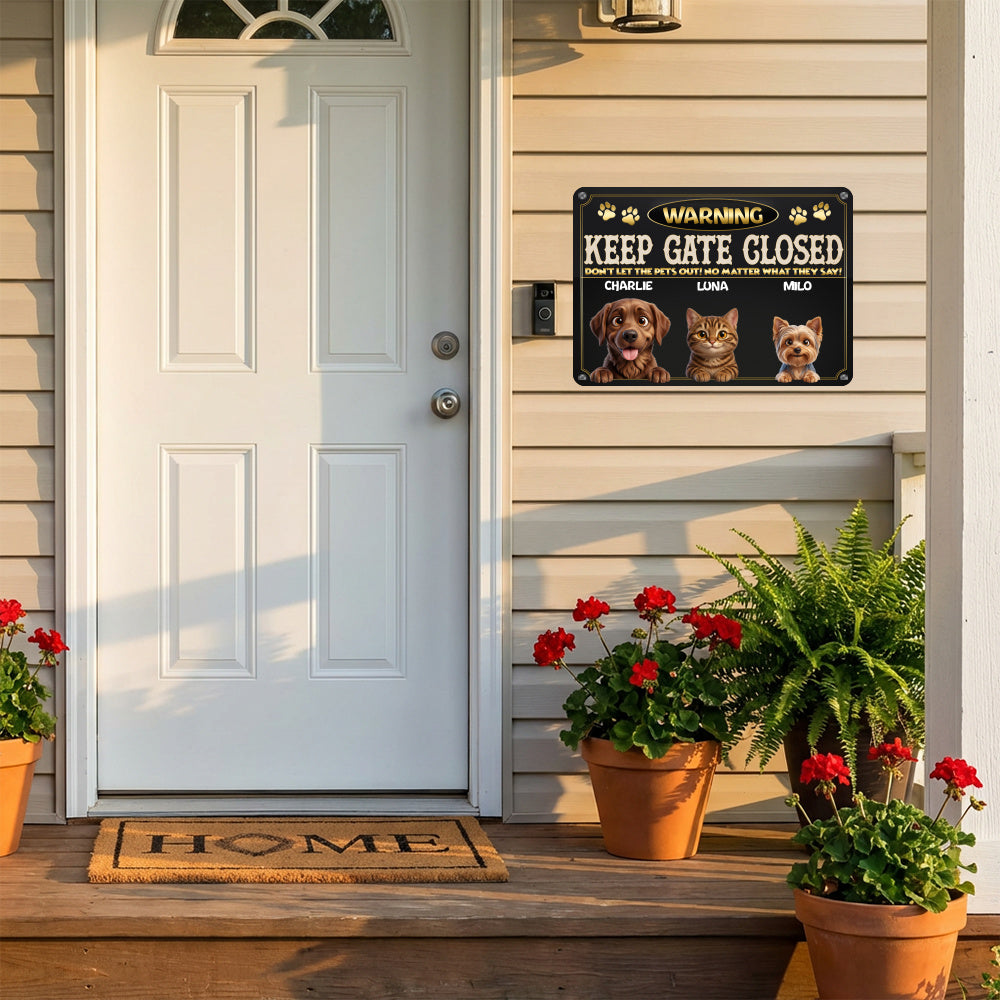 Personalized Dog Metal Sign – Warning Keep Gate Closed – photo 7