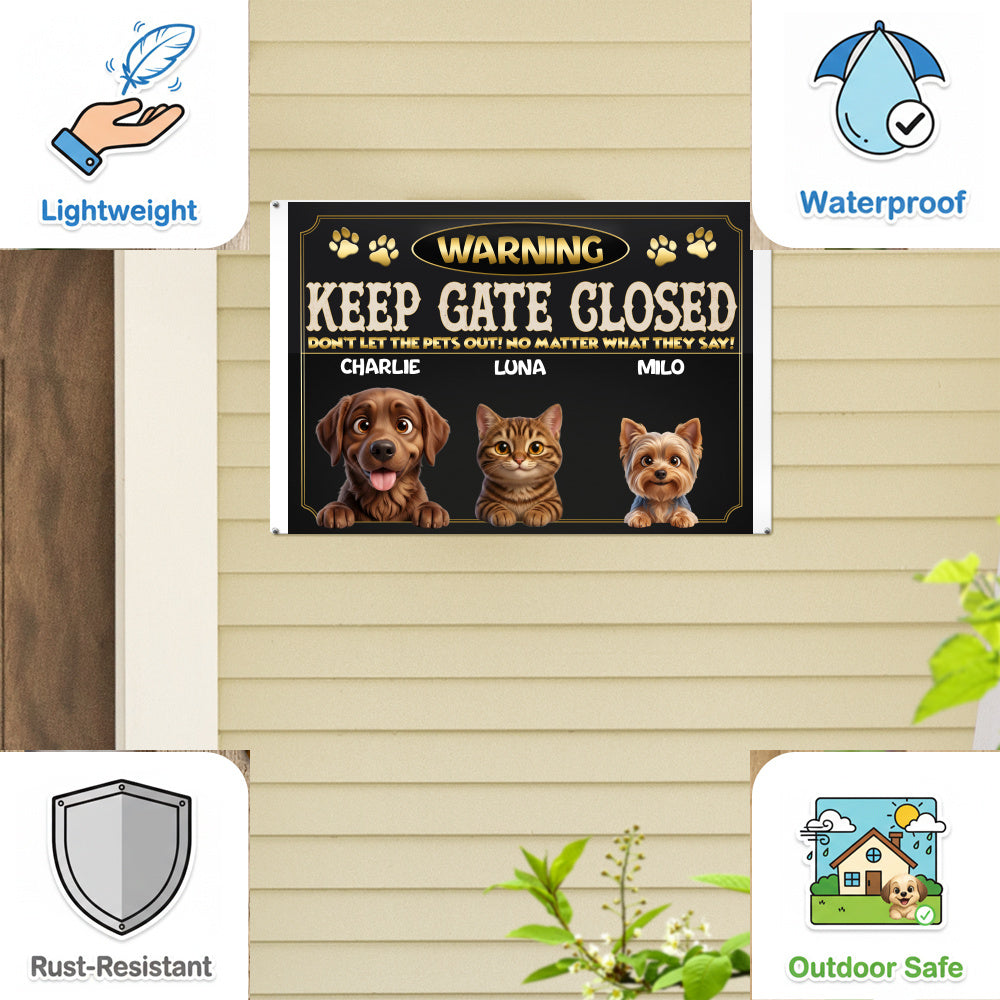 Personalized Dog Metal Sign – Warning Keep Gate Closed – photo 8