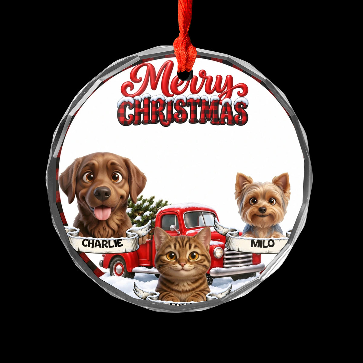 Personalized Pet Ornament – Red Truck Merry Christmas – photo 6