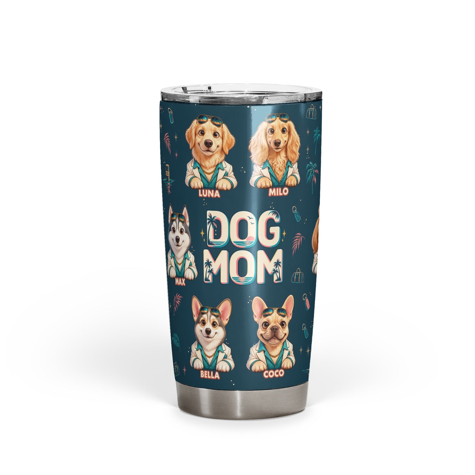 Personalized Midnight Marina Dog Mom & Dog Dad Pet Portrait Tumbler