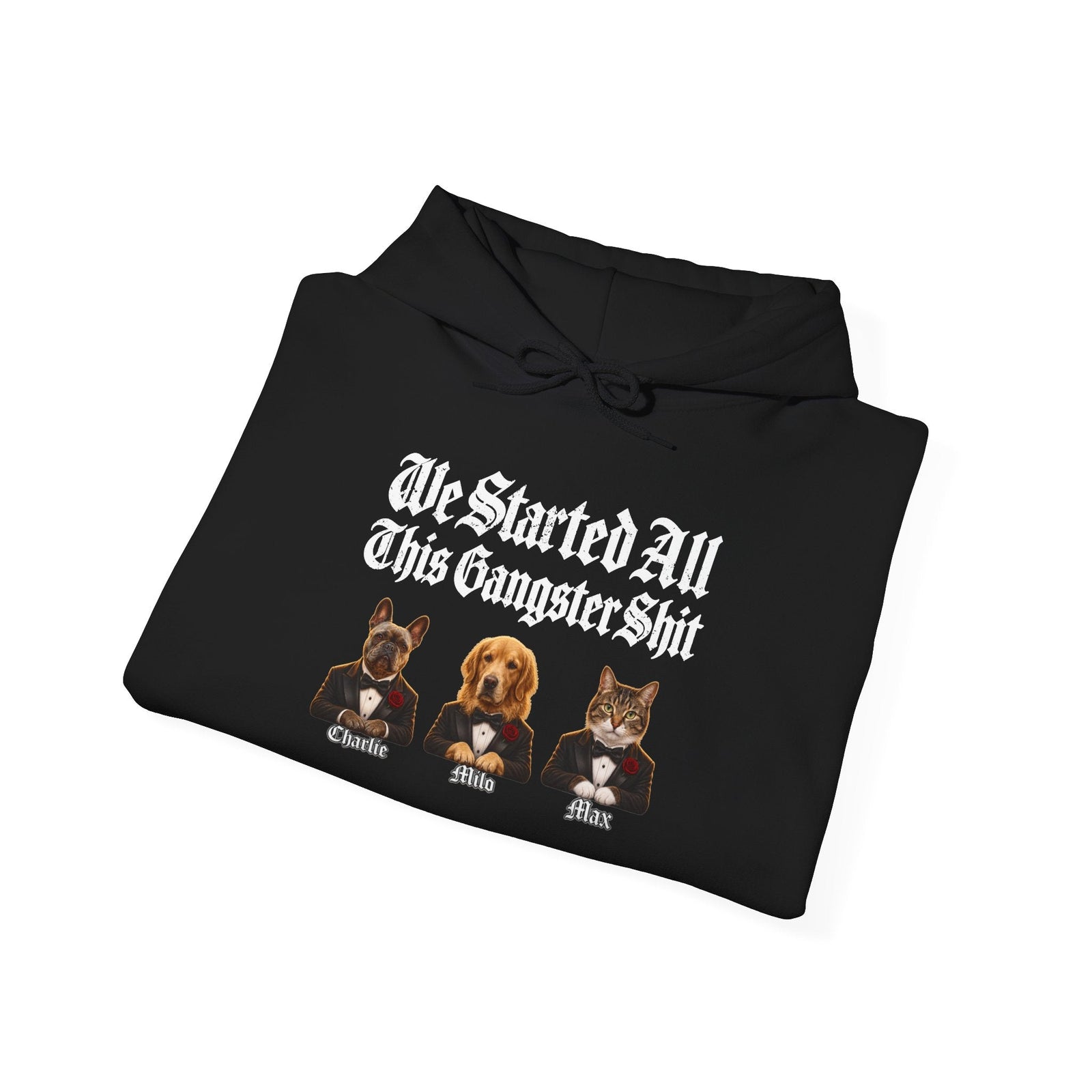 Personalized Gangster Pet Portrait Tee from Photo – Pets with Names – Hoodie