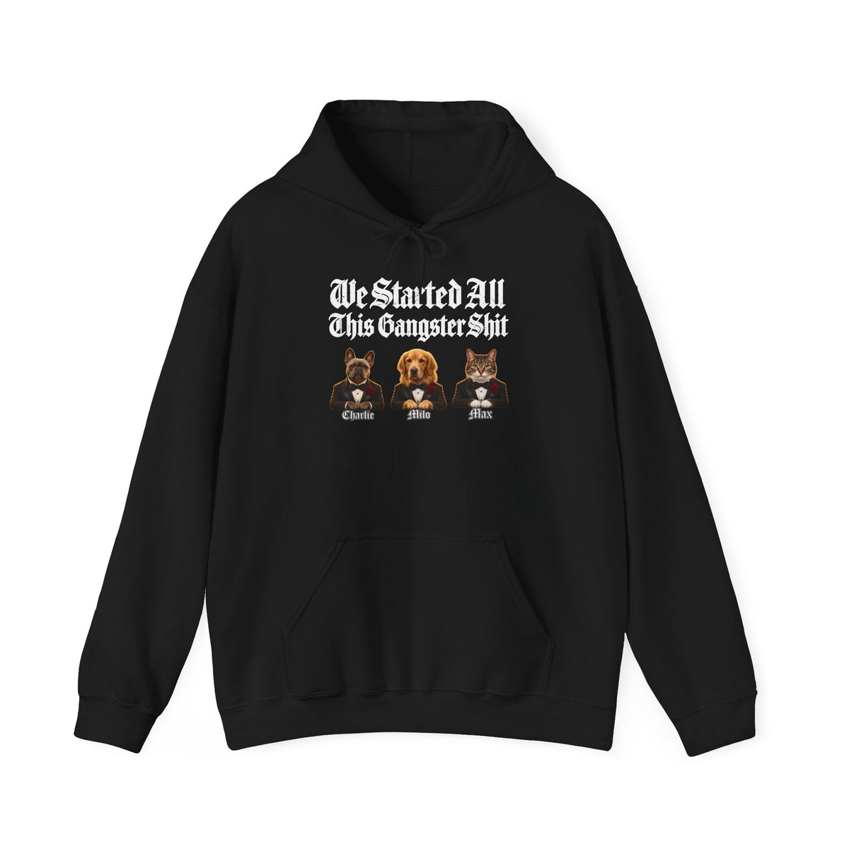 Personalized Gangster Pet Portrait Tee from Photo – Pets with Names – Hoodie