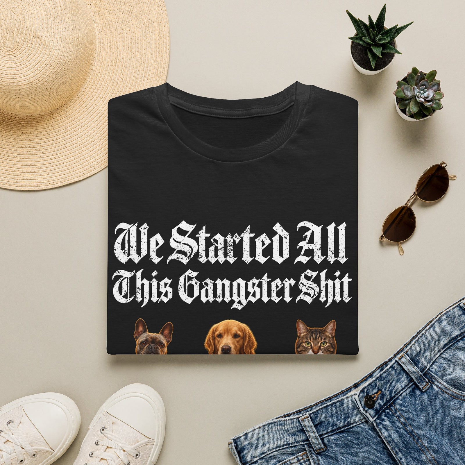 Personalized Gangster Pet Portrait Tee from Photo – Pets with Names – photo 3