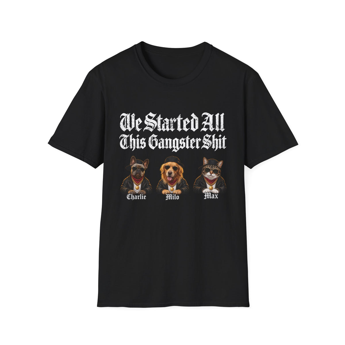 Personalized Gangster Pet Portrait Tee from Photo – Pets with Names – photo 2