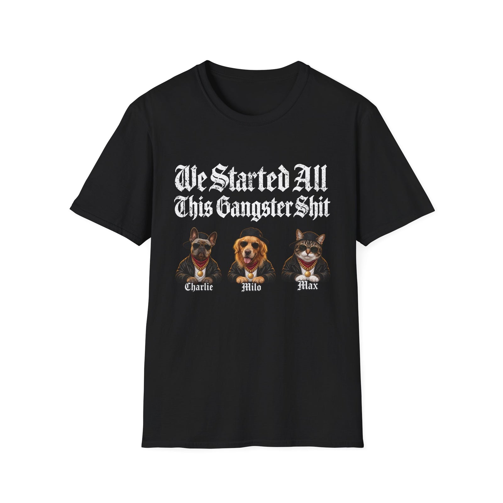 Personalized Gangster Pet Portrait Tee from Photo – Pets with Names – photo 2