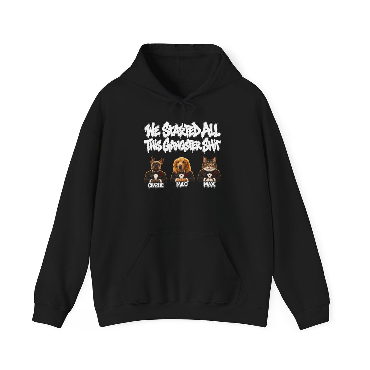 Personalized Gangster Pet Portrait Tee from Photo – Graffiti, Pets with Names – Hoodie
