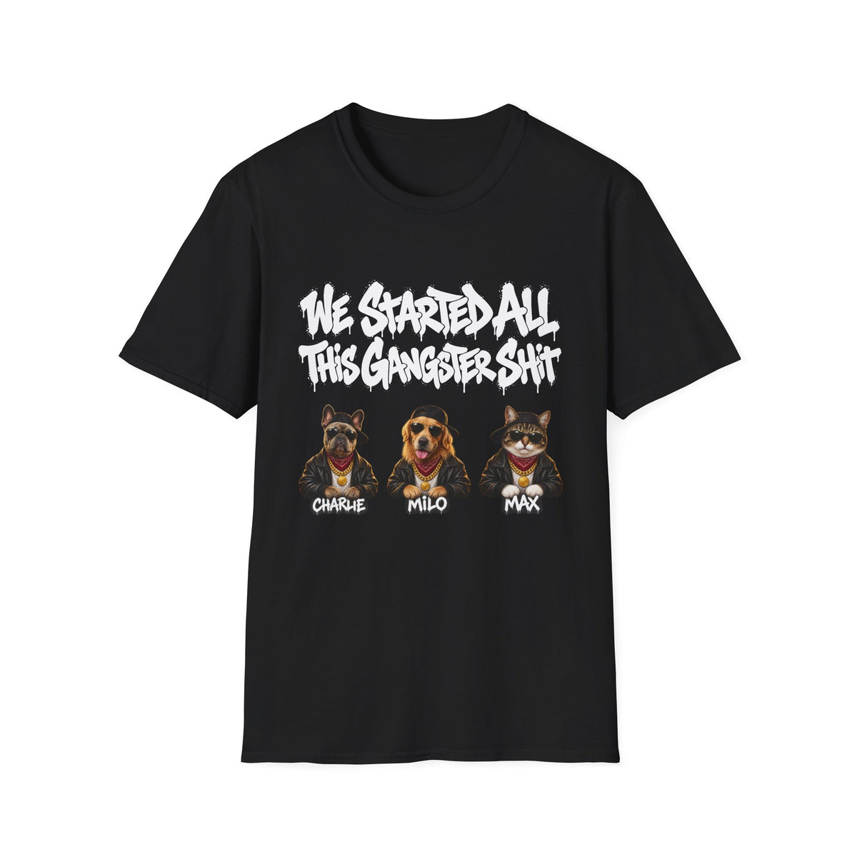 Personalized Gangster Pet Portrait Tee from Photo – Graffiti, Pets with Names – photo 2