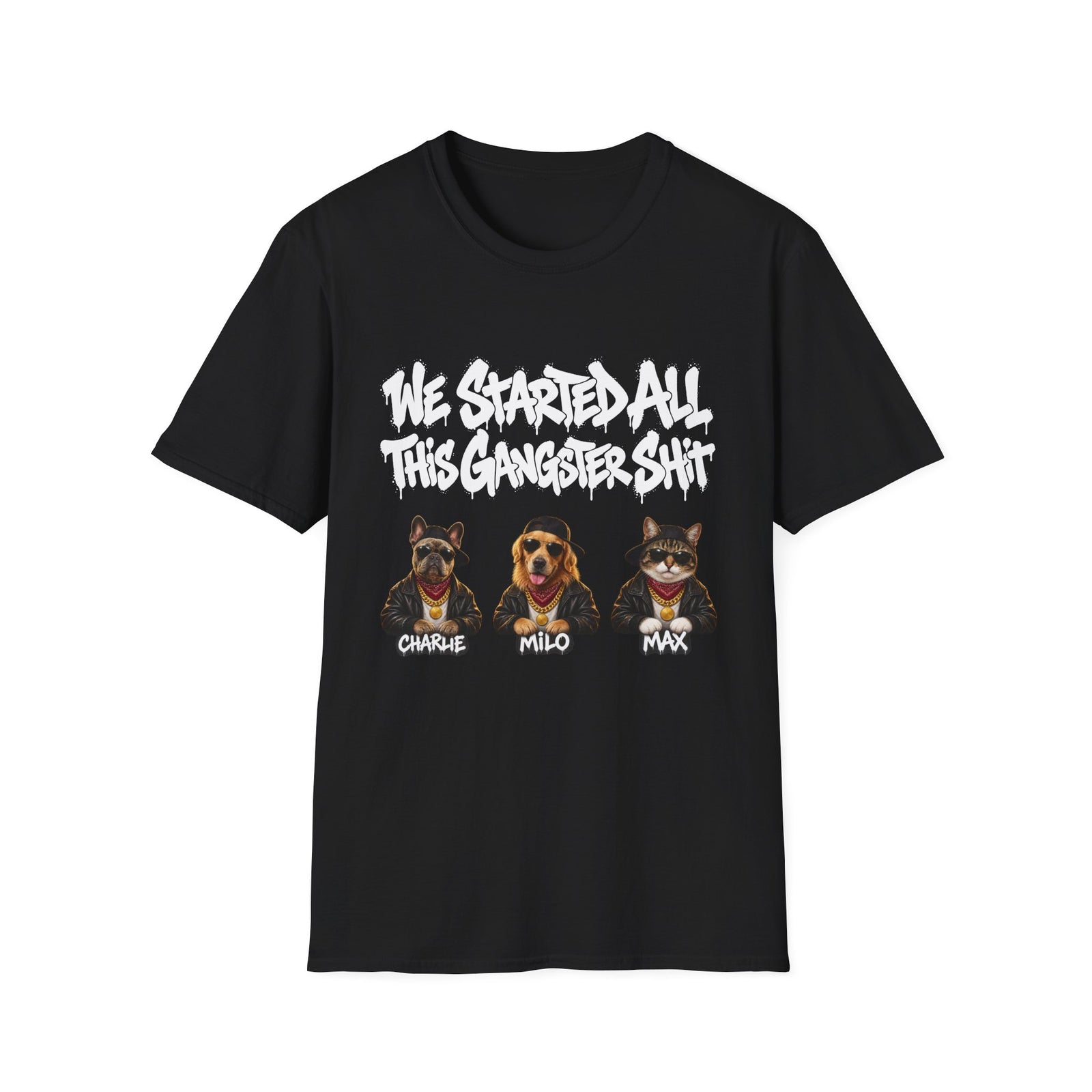 Personalized Gangster Pet Portrait Tee from Photo – Graffiti, Pets with Names – photo 2