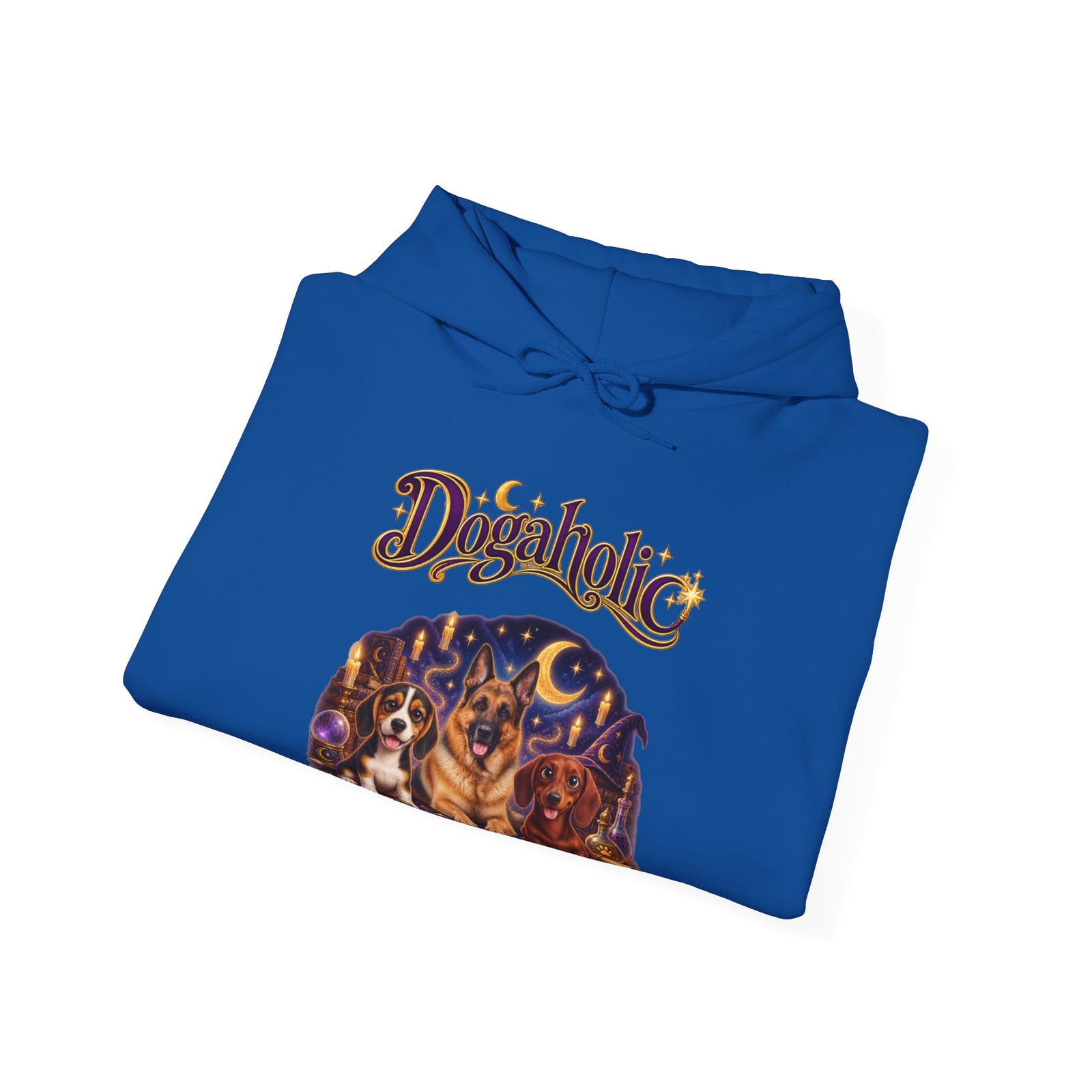 Personalized Graphic Tee – Dogaholic Wizard Dogs – Hoodie Royal