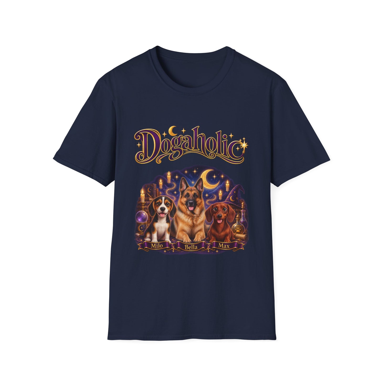 Personalized Graphic Tee – Dogaholic Wizard Dogs – photo 4