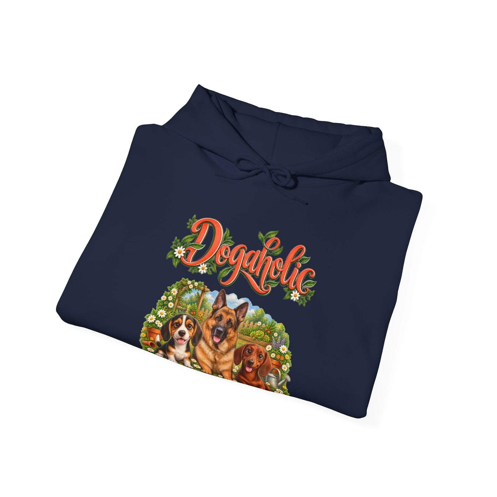 Personalized Graphic Tee – Dogaholic Garden – Hoodie Navy