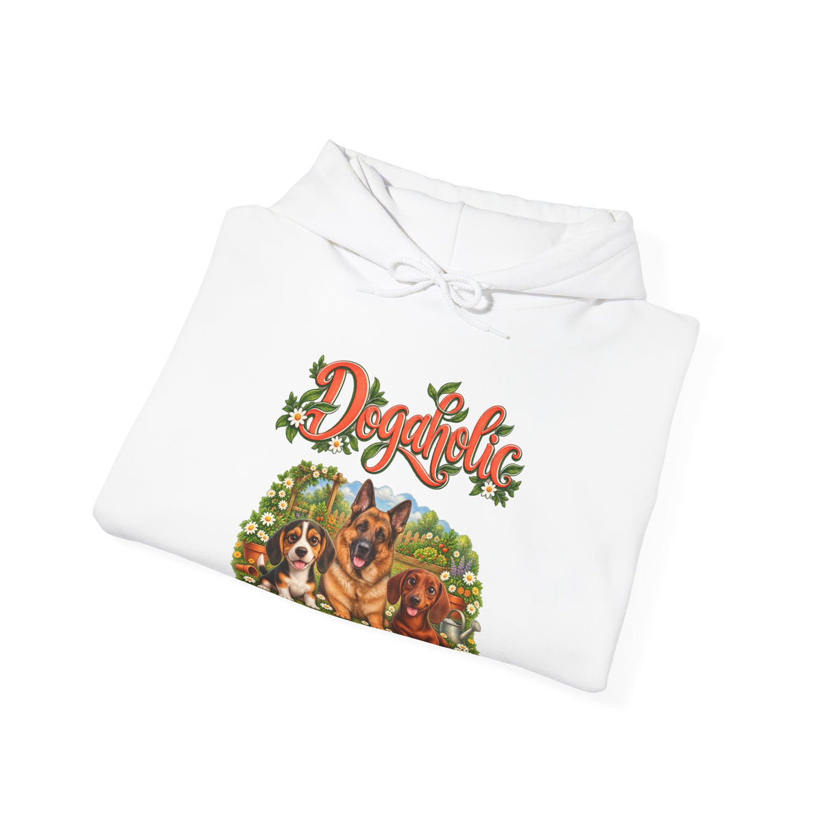 Personalized Graphic Tee – Dogaholic Garden – Hoodie White