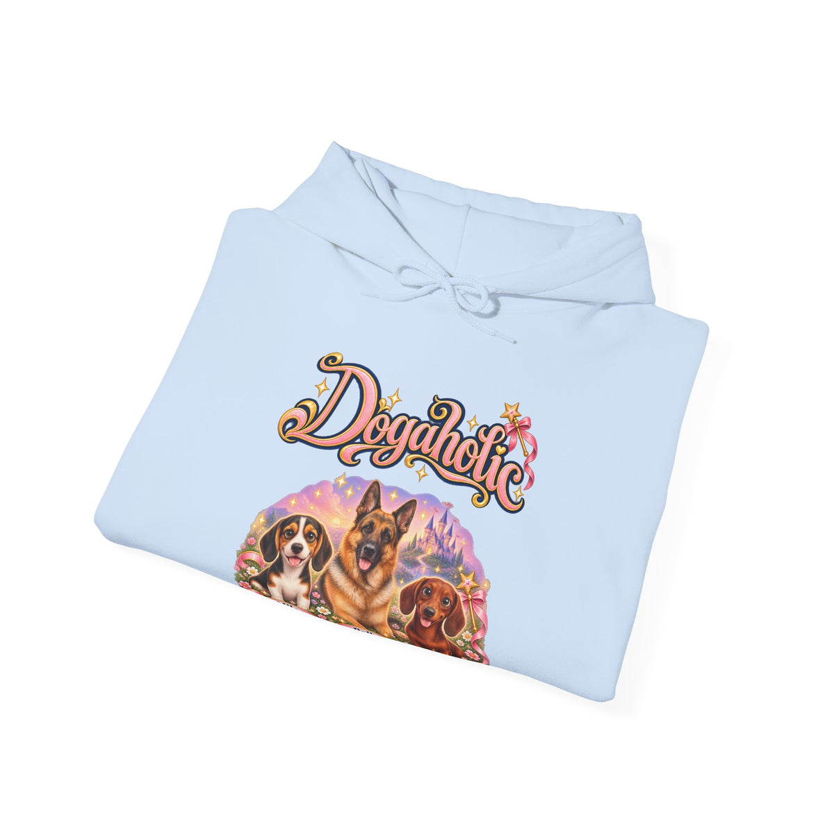 Personalized Graphic Tee – Dogaholic Fairy Tale – Hoodie Light Blue