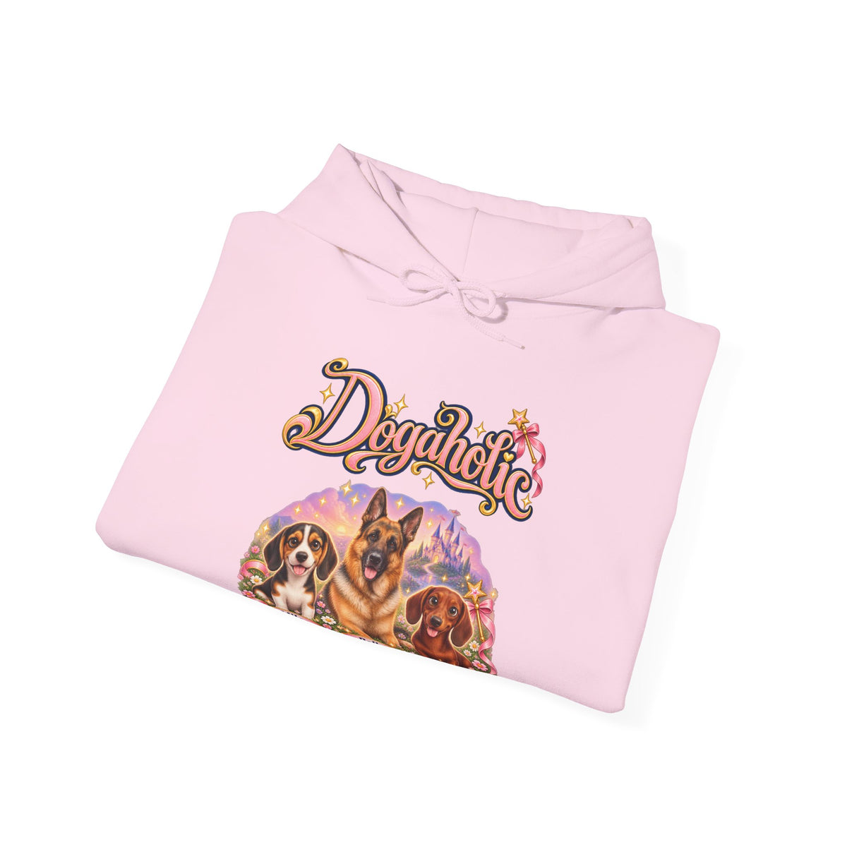 Personalized Graphic Tee – Dogaholic Fairy Tale – Hoodie Light Pink
