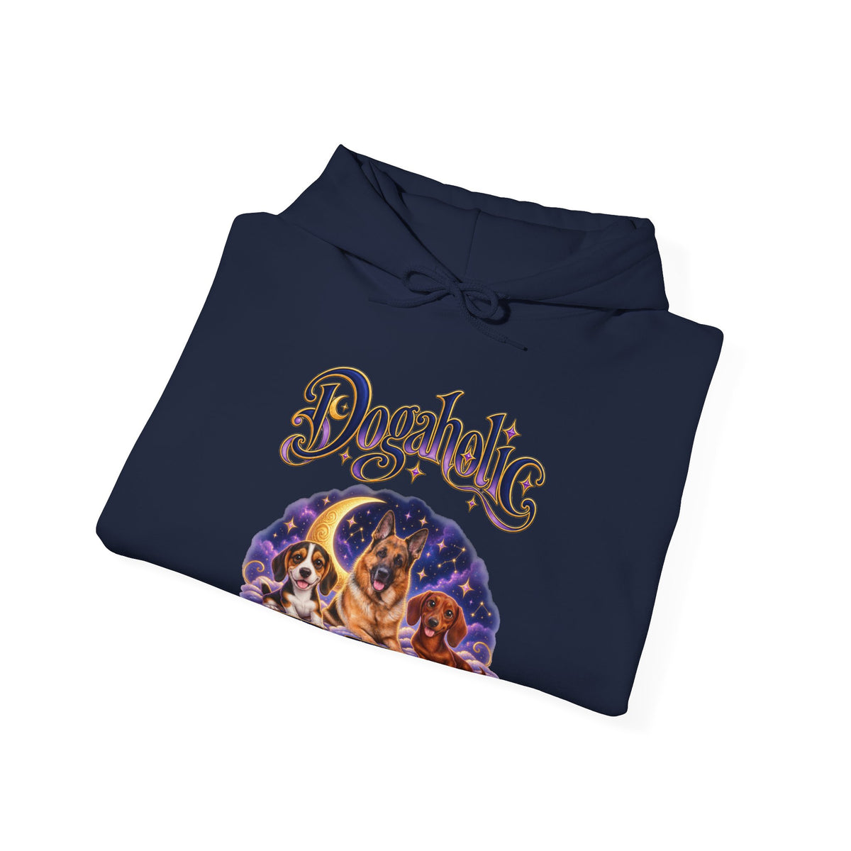Personalized Graphic Tee – Dogaholic Celestial Dogs – Hoodie Navy