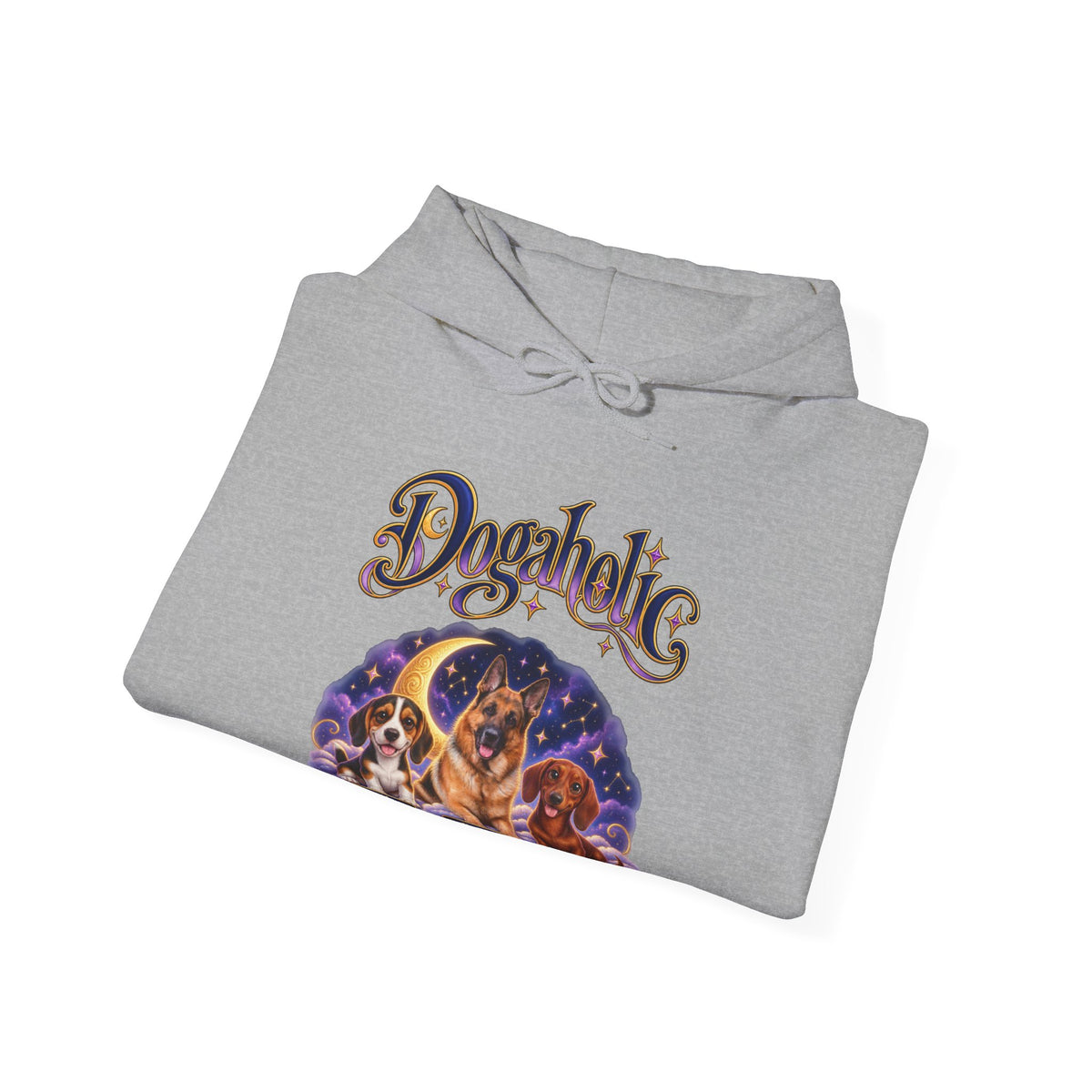 Personalized Graphic Tee – Dogaholic Celestial Dogs – Hoodie Sport Grey