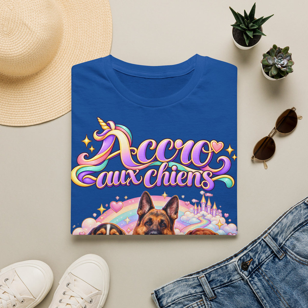 Tee shirt personnalisé – Chiens licorne arc-en-ciel – photo 5