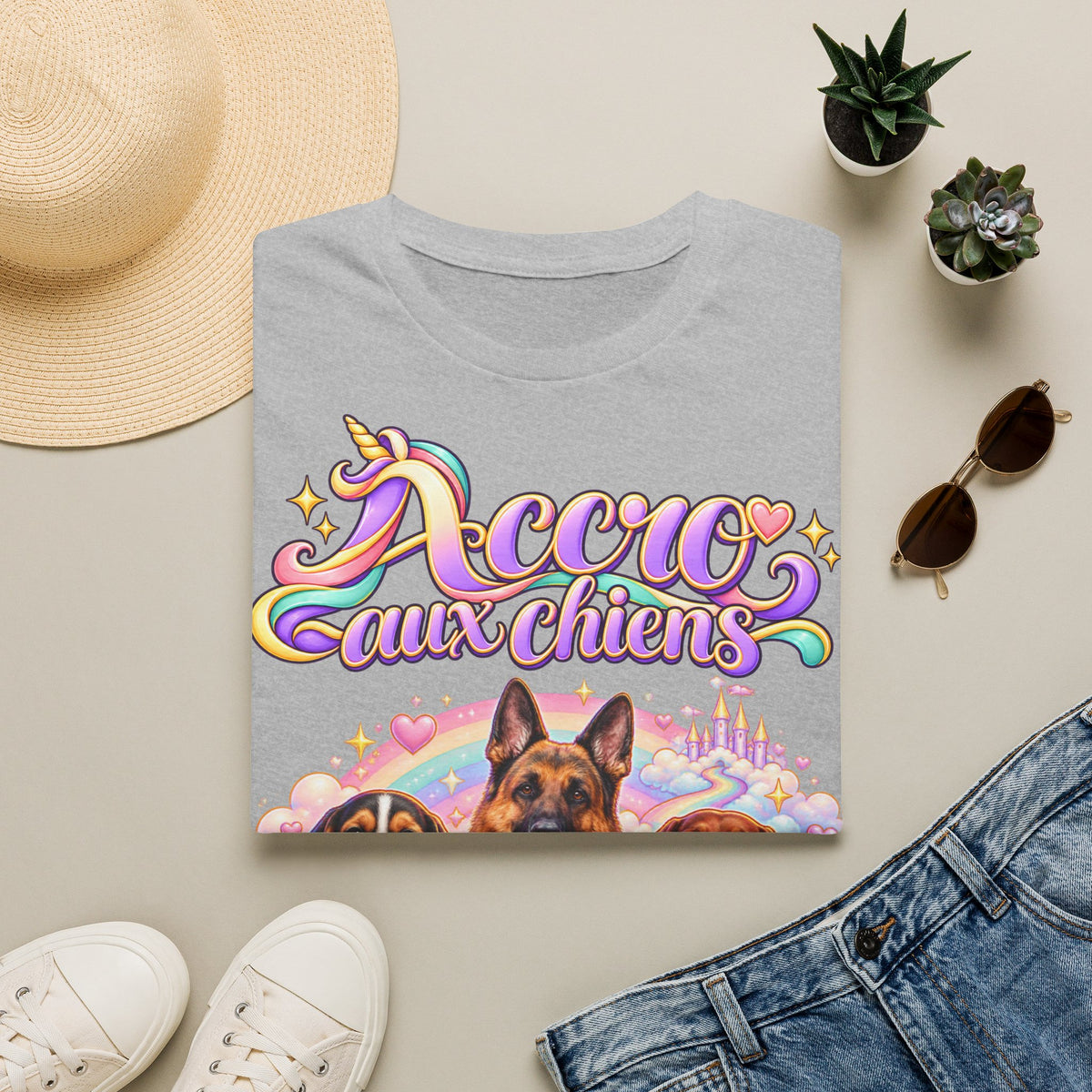 Tee shirt personnalisé – Chiens licorne arc-en-ciel – photo 8