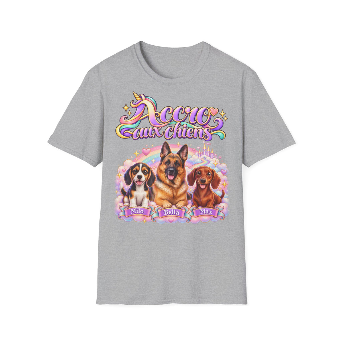Tee shirt personnalisé – Chiens licorne arc-en-ciel – photo 7