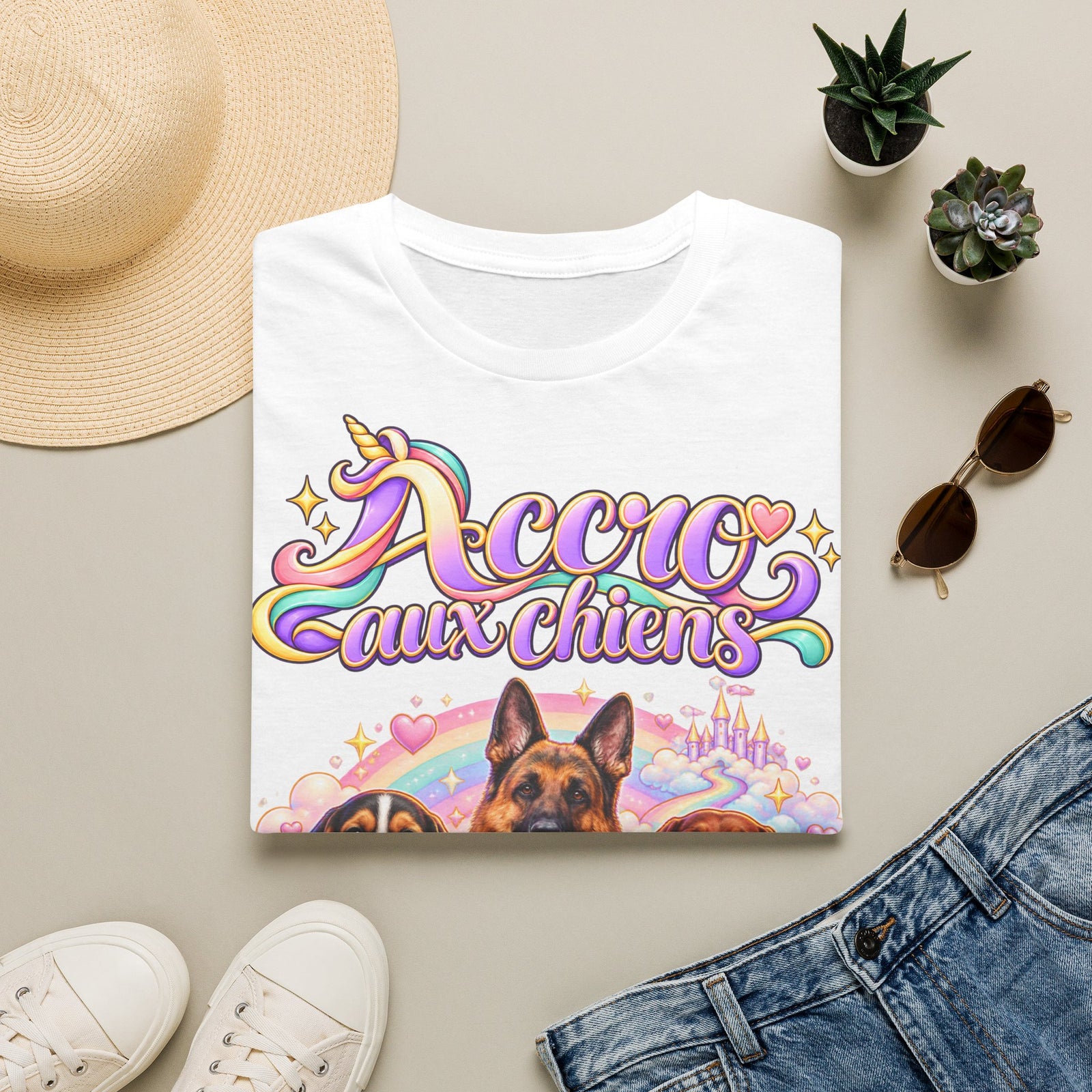 Tee shirt personnalisé – Chiens licorne arc-en-ciel – photo 11