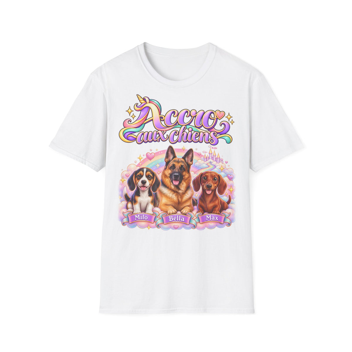 Tee shirt personnalisé – Chiens licorne arc-en-ciel – photo 10