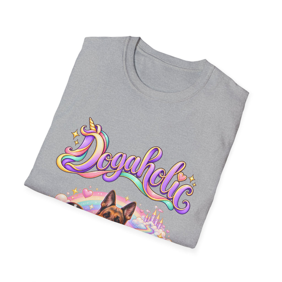 Personalized Graphic Tee – Dogaholic Unicorn Rainbow – photo 12