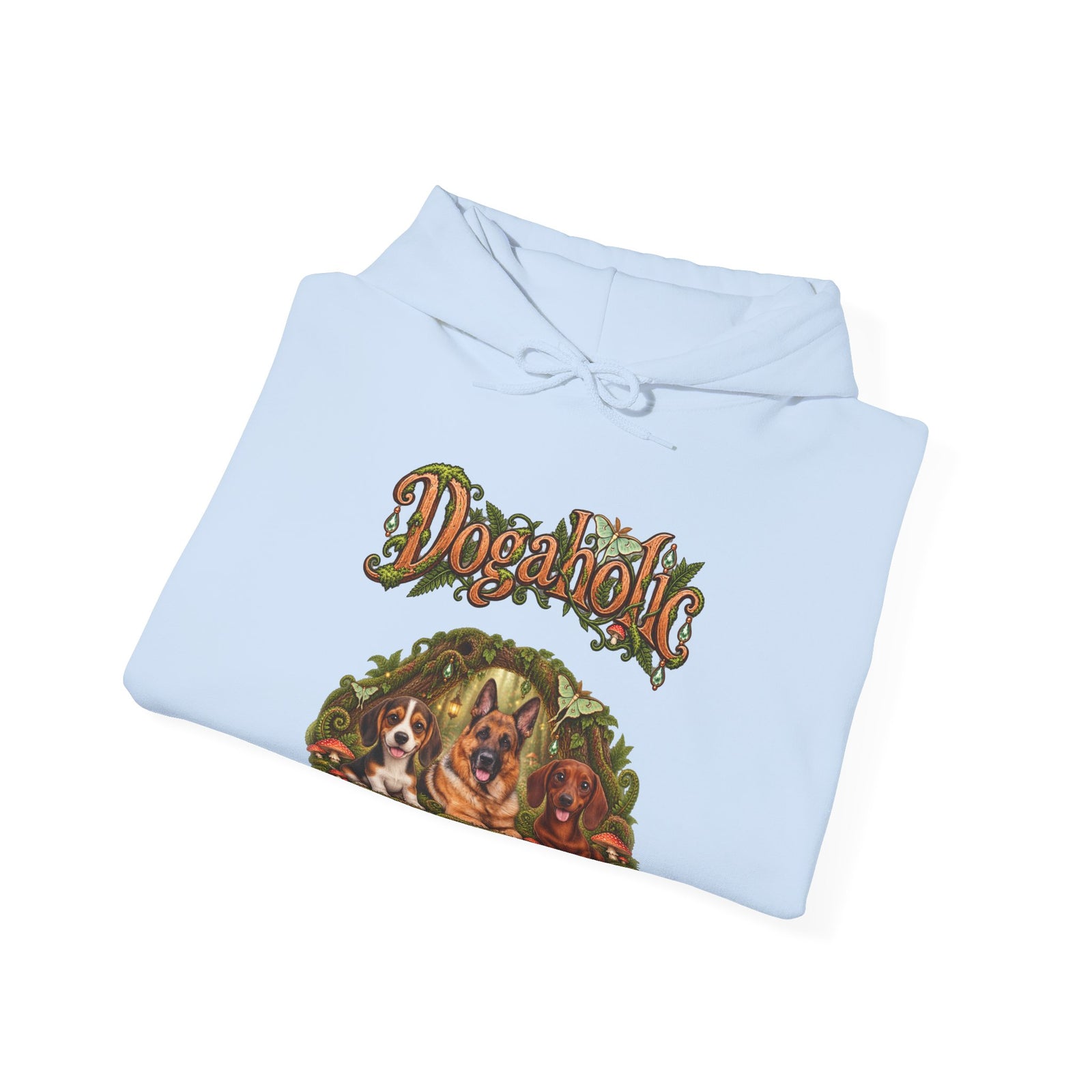 Personalized Graphic Tee – Dogaholic Enchanted Forest – Hoodie Light Blue