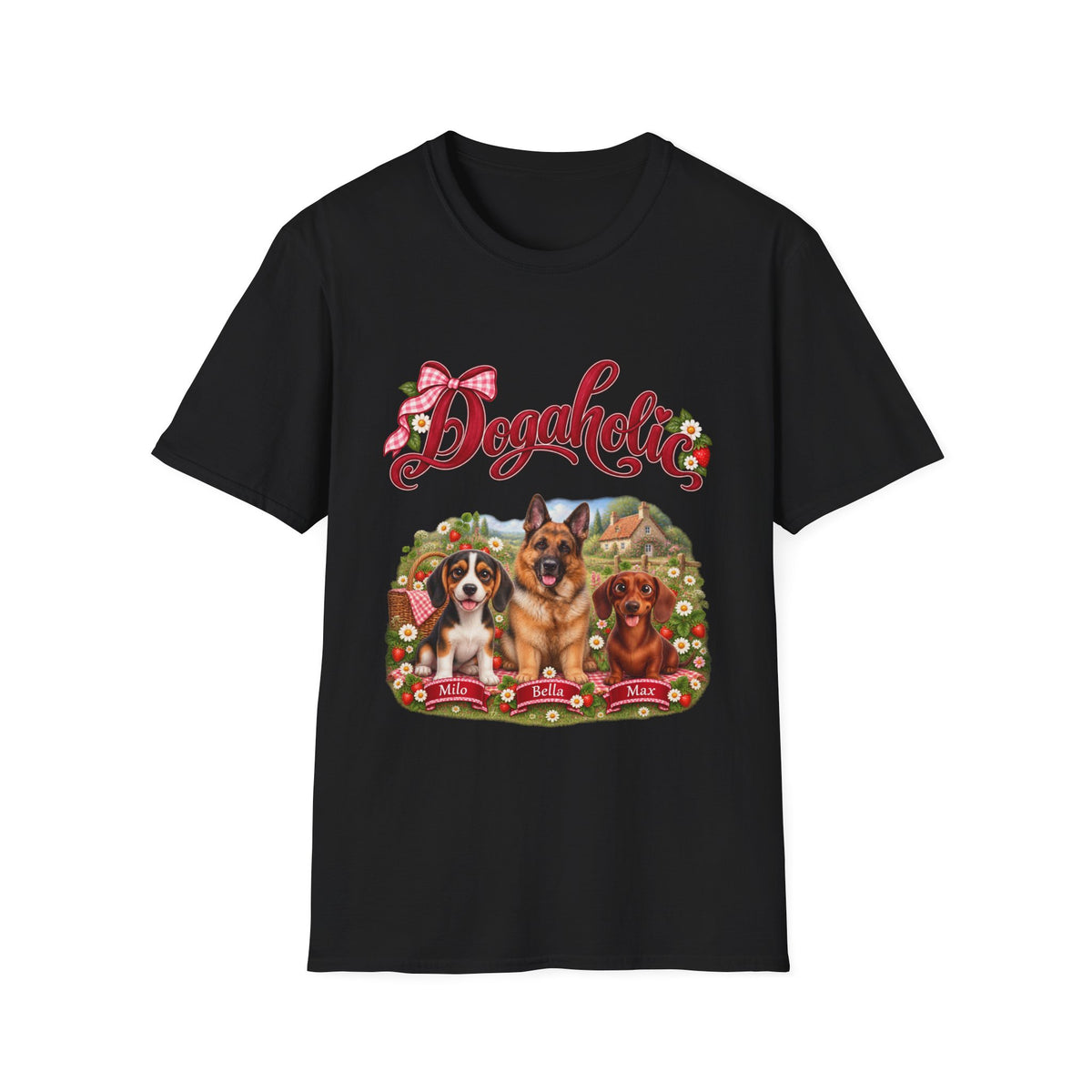 Personalized Graphic Tee – Dogaholic Strawberry Picnic – photo 16