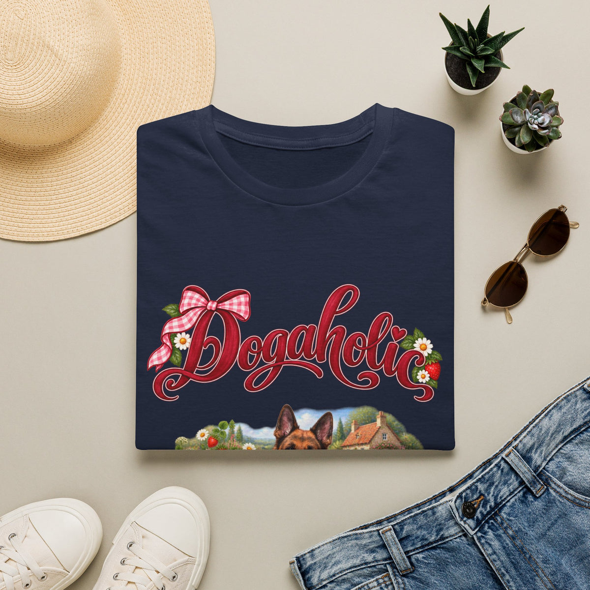 Personalized Graphic Tee – Dogaholic Strawberry Picnic – photo 5
