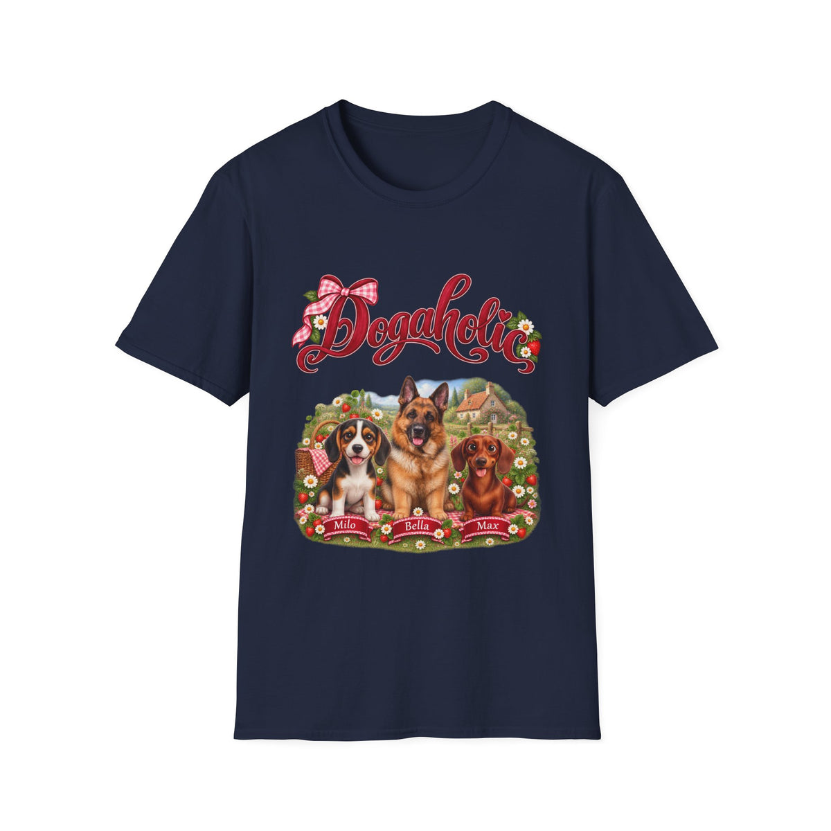 Personalized Graphic Tee – Dogaholic Strawberry Picnic – photo 4