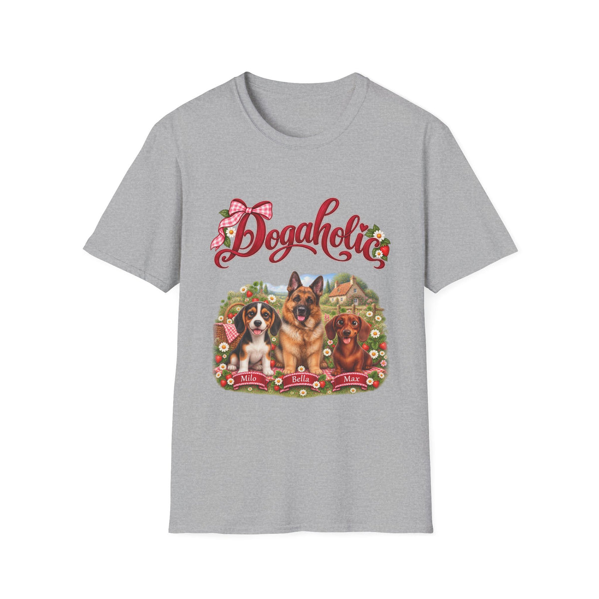 Personalized Graphic Tee – Dogaholic Strawberry Picnic – photo 10