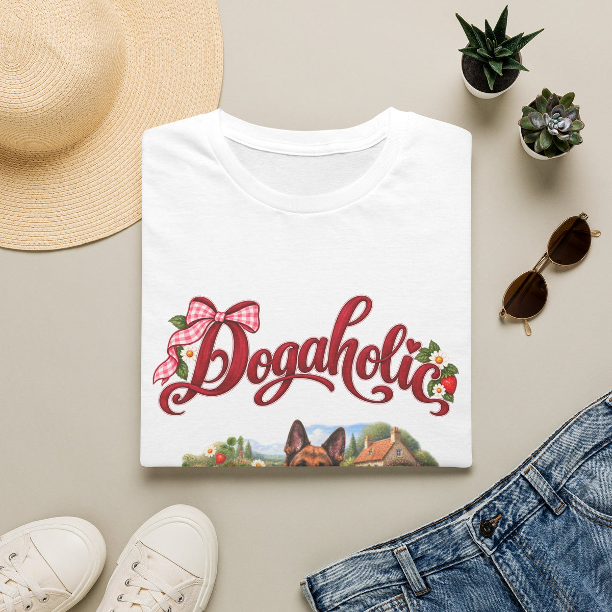 Personalized Graphic Tee – Dogaholic Strawberry Picnic – photo 14
