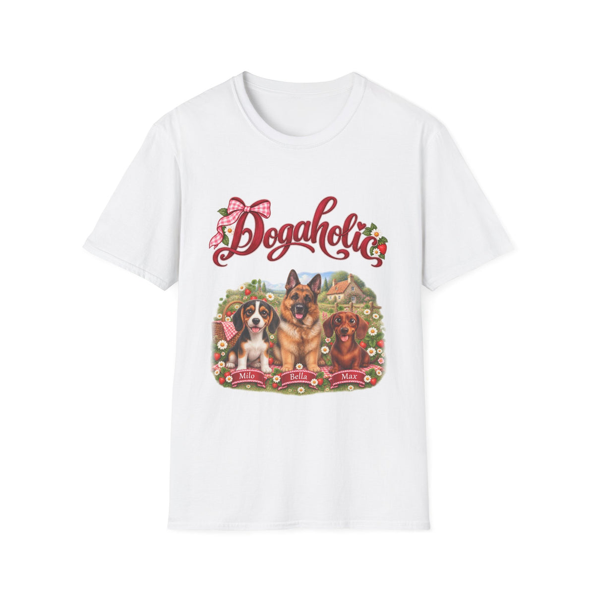 Personalized Graphic Tee – Dogaholic Strawberry Picnic – photo 13