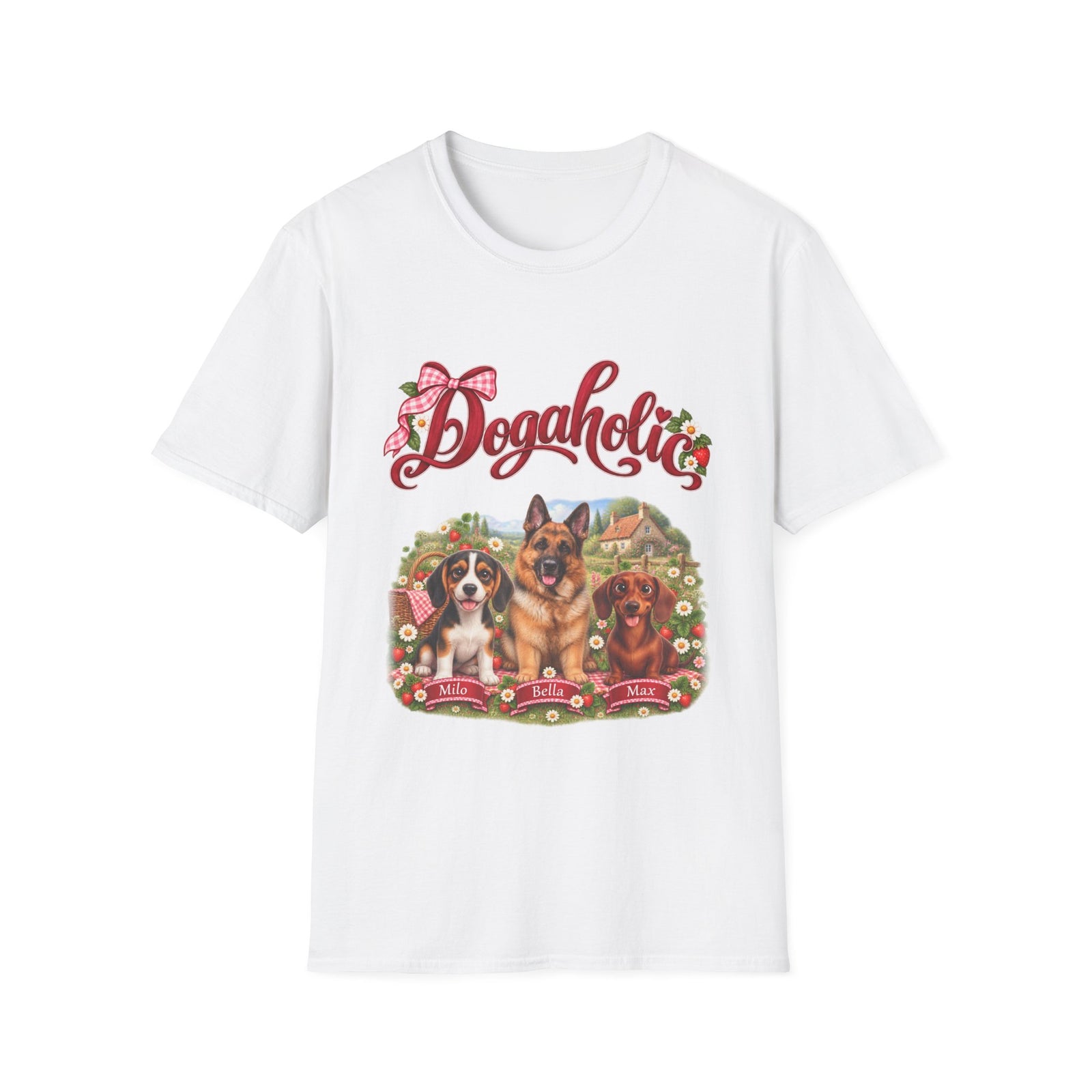 Personalized Graphic Tee – Dogaholic Strawberry Picnic – photo 13
