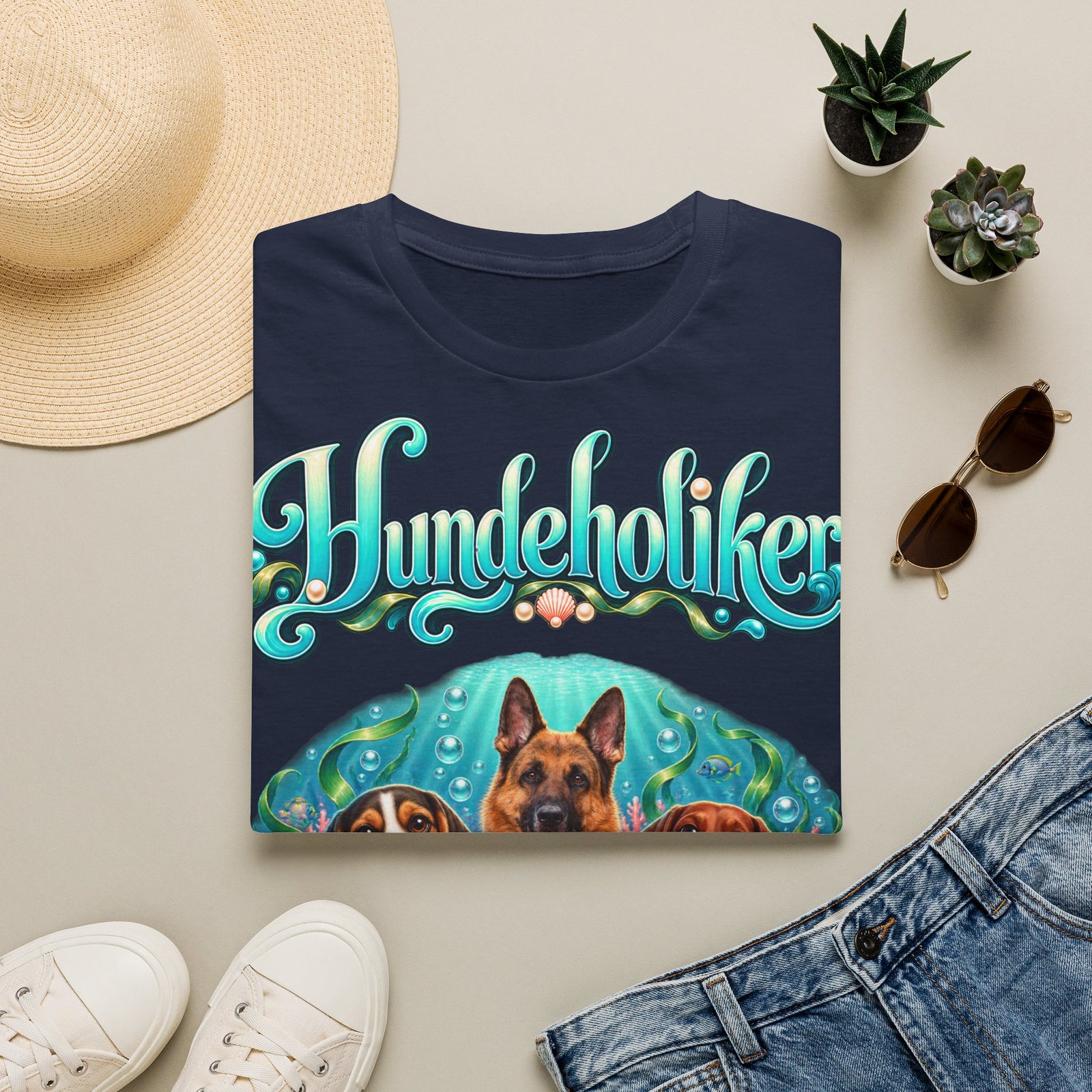 Personalisiertes T-Shirt mit Hunden – Hundeholiker Unterwasserwelt – Foto 2